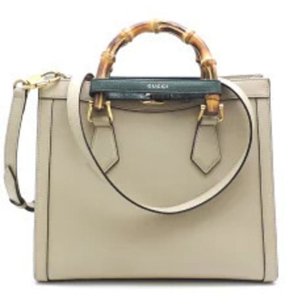 Gucci Leather Bag Tote Beige Diana Tan